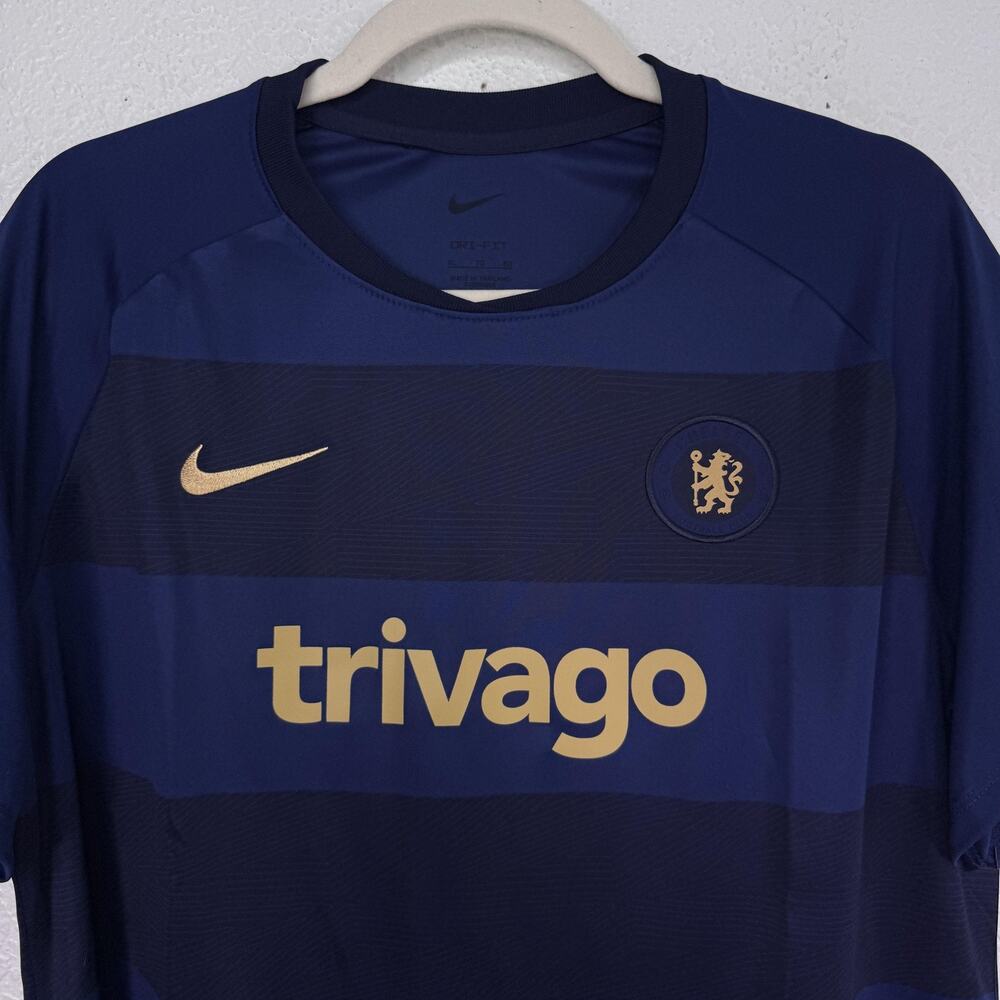 Nike Chelsea FC Shirt Womens XL Pre Match Soccer Top Dri Fit Trivago Blue NEW - Picture 5 of 10